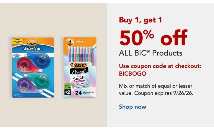 BIC B1G1 50% off
