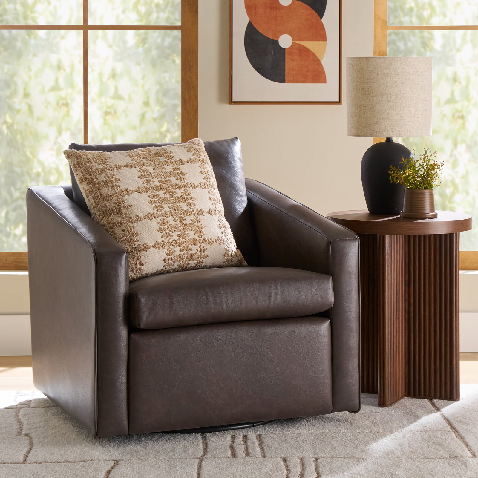 Faux Leather Swivel Chair