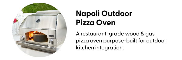 A restaurant-grade wood & gas pizza oven purpose-built for outdoor kitchen integration.