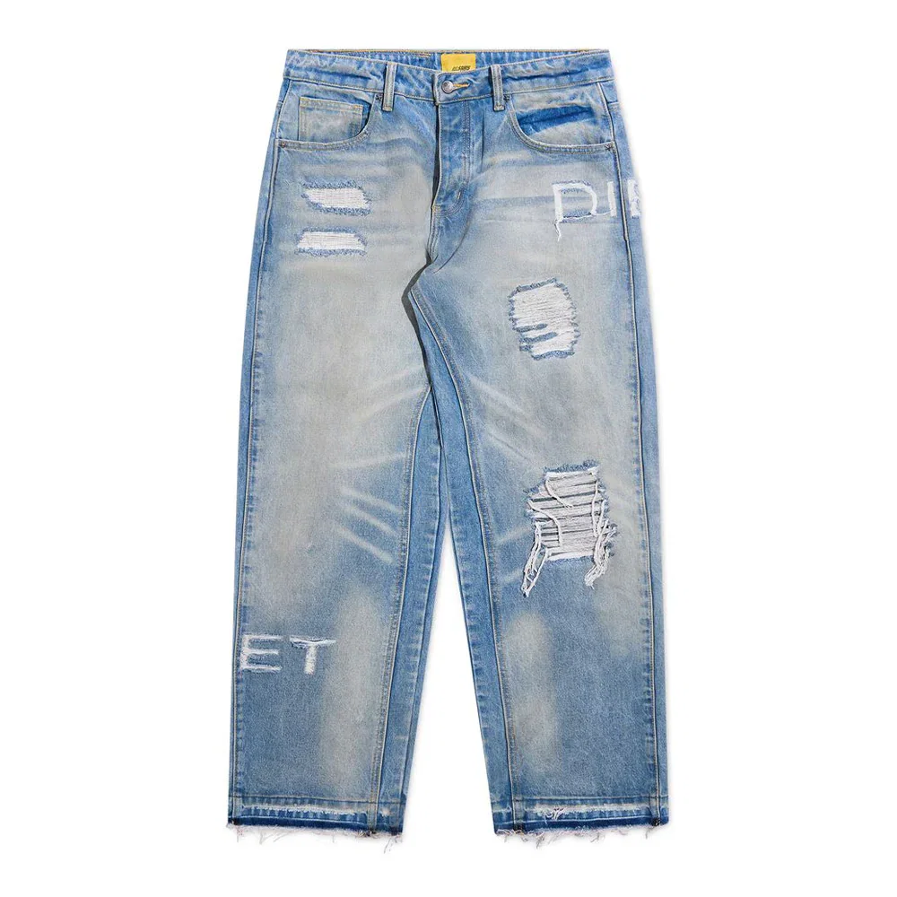 Image of Diet Starts Monday Distressed Stencil Denim