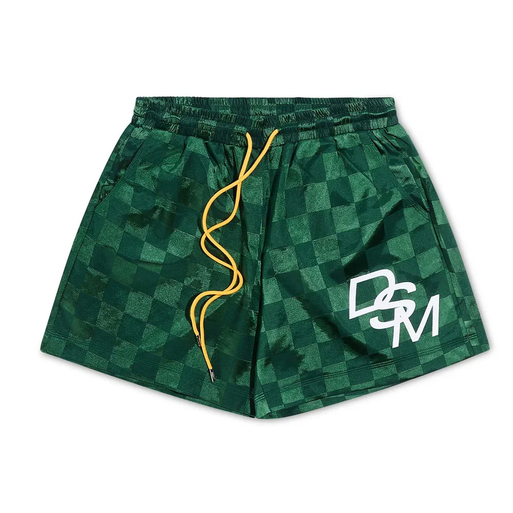Image of Diet Starts Monday Checkered Nylon Shorts - Green