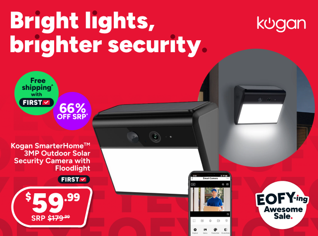 Kogan SmarterHome™ 3MP Outdoor Solar Security Camera with Floodlight