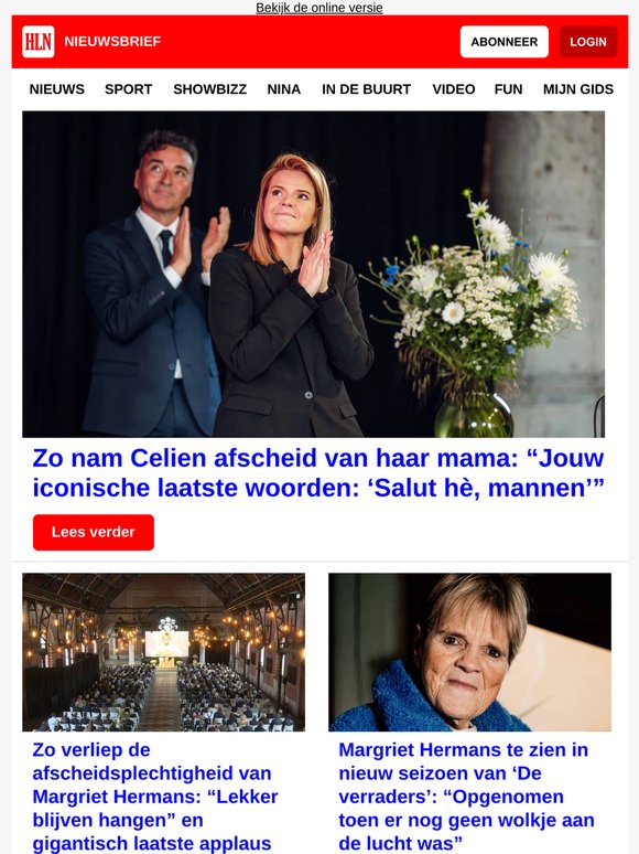 Zo nam Celien afscheid van haar mama Margriet Hermans - 48 uur na huwelijk zijn Nikita (40) en Mathias (43) trouwcadeaus én BMW kwijt bij inbraak - Prins Lorenz herstelt van kanker