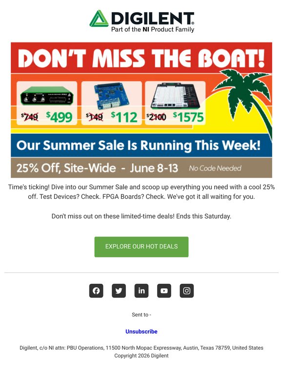 While They're Hot: Digilent's Summer Sale - Save 25% Sitewide ☀️