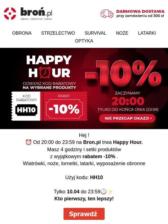 🔥Tylko dziś wieczór: Happy Hour na bron.pl — licznik tyka!