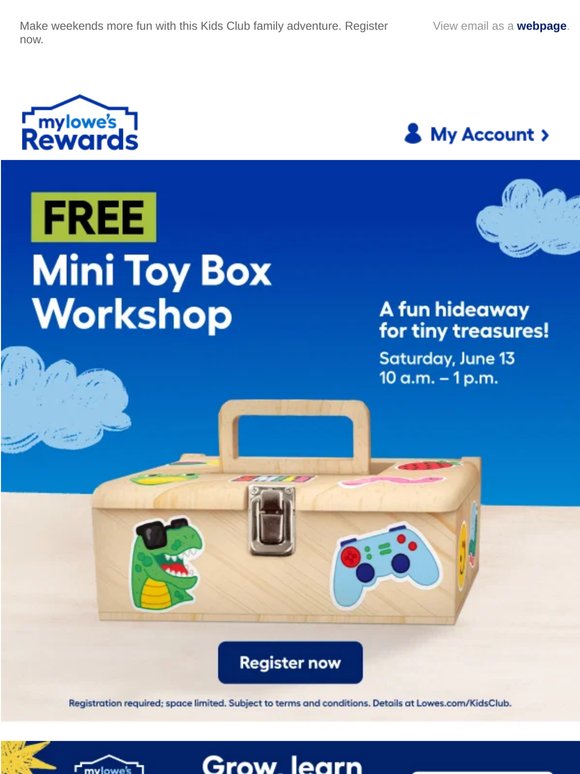 Happening soon: FREE Toy Box Workshop 🎉