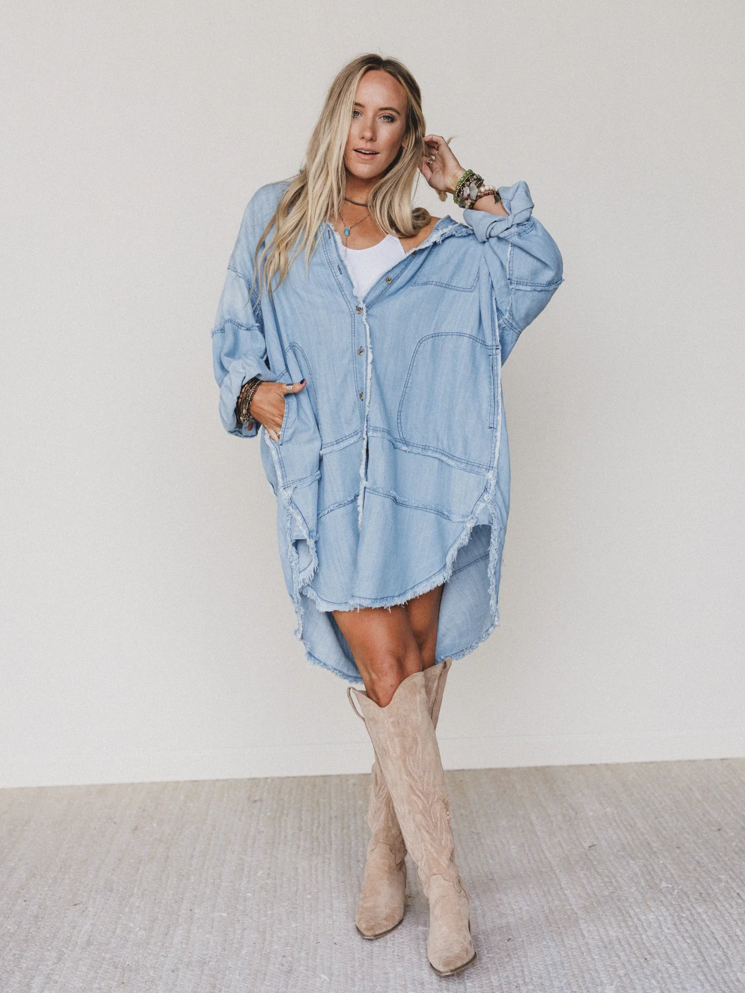 Image of Ophelia Oversized Denim Dress - Washed Denim