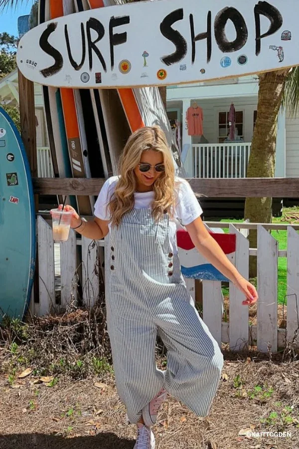 Image of High Hopes Denim Overalls - Denim Stripe