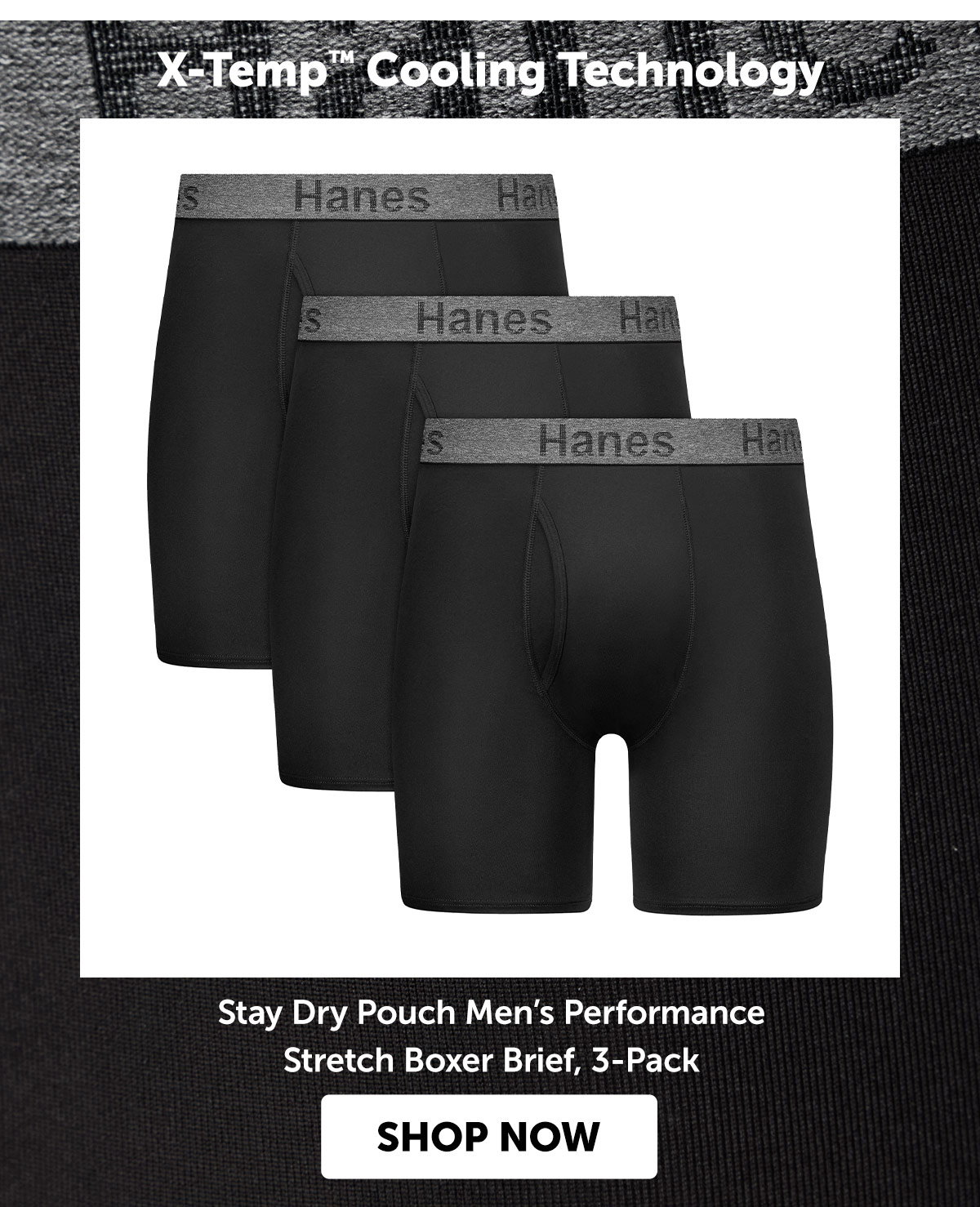 Stay Dry Pouch Men’s Performance Stretch Boxer Brief, 3-Pack