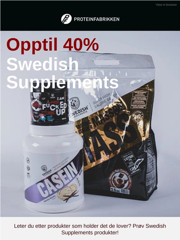 Hey you! 💪 Opptil 40% på Swedish Supplements!