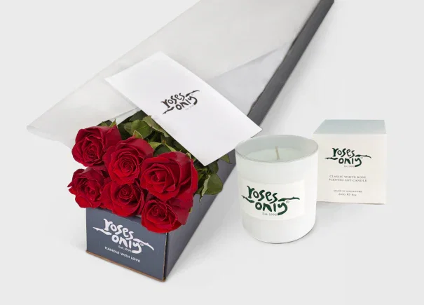 Image of Red Roses Gift Box 6 & Scented Candle (ROA29-006)