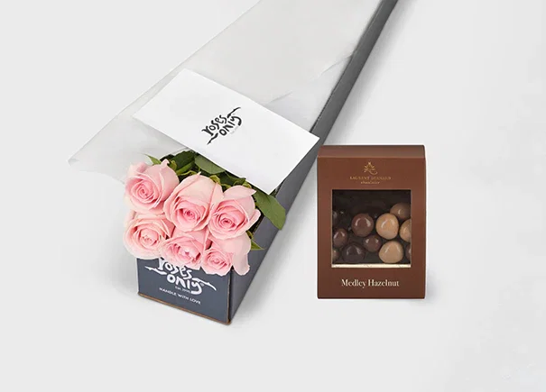 Image of Light Pink Roses with Laurent Bernard Medley Hazelnut (ROA328)