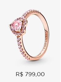 Anel Pandora Coracao Brilhante Rosa