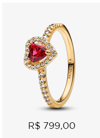 Anel Ouro Coração Vermelho Elevado