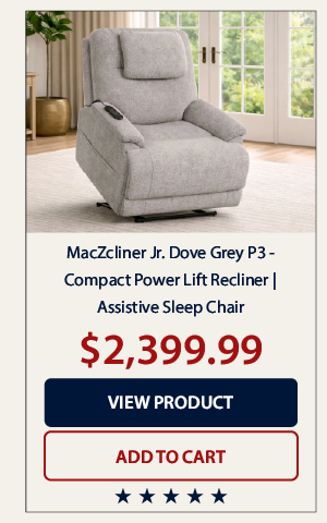 MacZcliner Jr. Dove Grey P3 – Compact Power Lift Recliner
