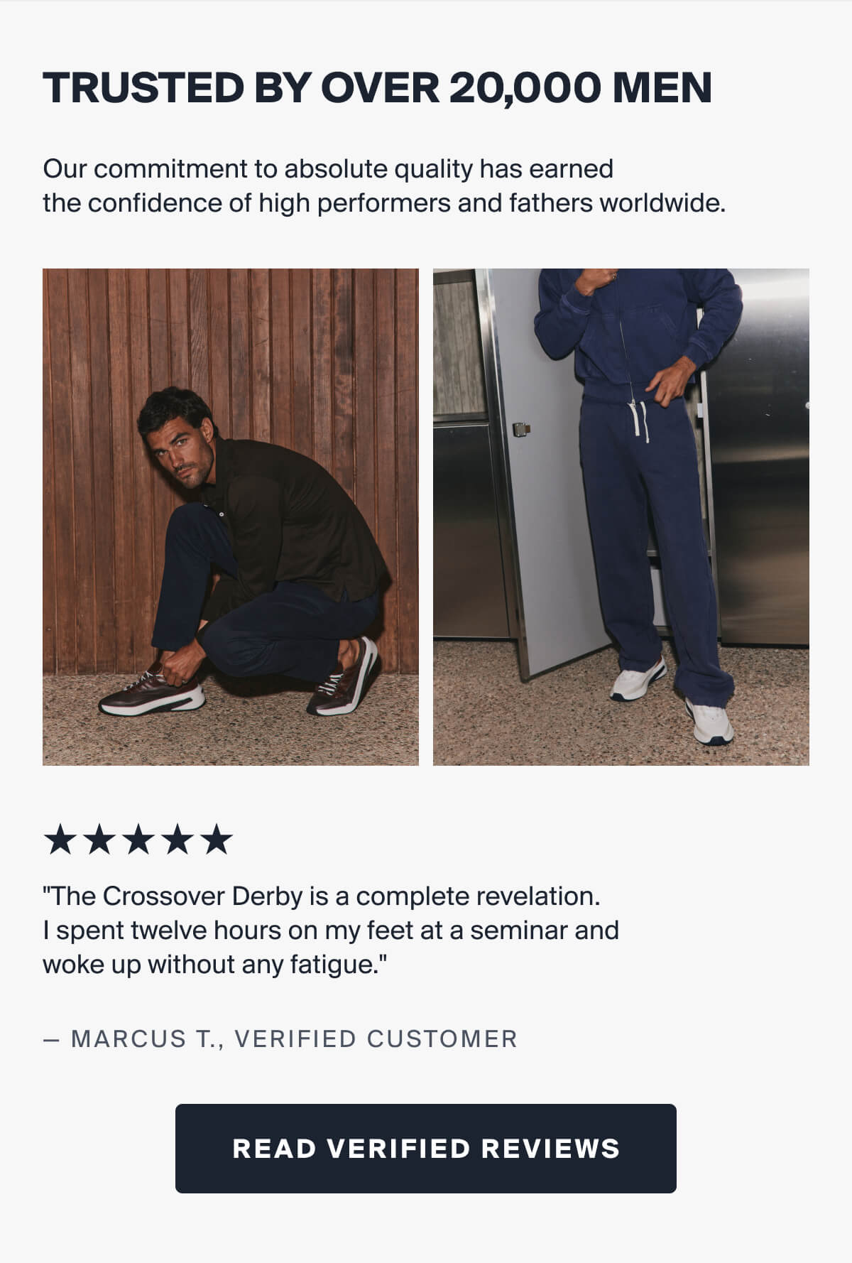TRUSTED BY OVER 20,000 MEN | Our commitment to absolute quality has earned  the confidence of high performers and fathers worldwide. | READ VERIFIED REVIEWS