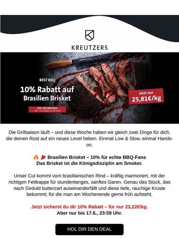 10% auf Brasilien Brisket 🔥 & Wurst selber machen – jetzt NEU