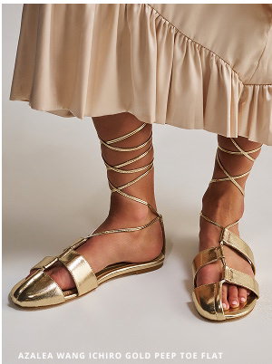 AZALEA WANG ICHIRO GOLD PEEP TOE FLAT
