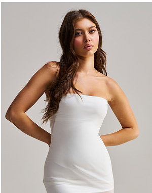 NO APOLOGIES STRAPLESS BANDAGE MAXI IN WHITE