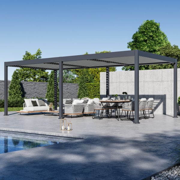 Lugano louvered pergola by pool 