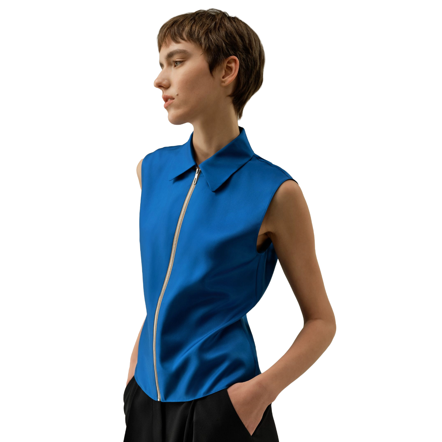 Lilysilk x Elizabeth Stewart Blue Silk Vest