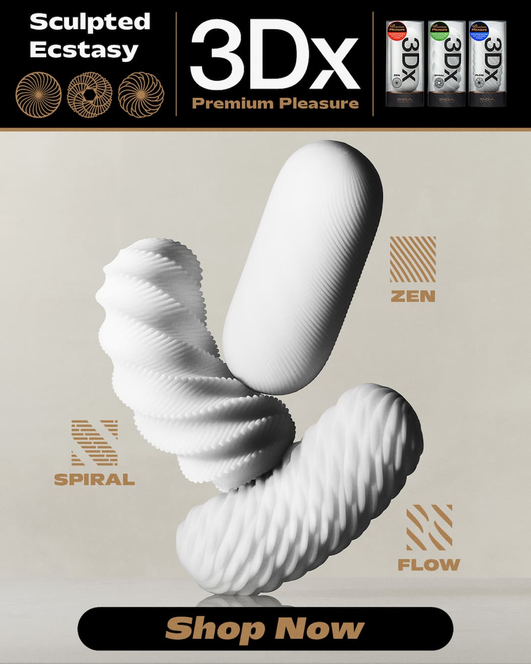 TENGA 3Dx Key Visual SHOP NOW
