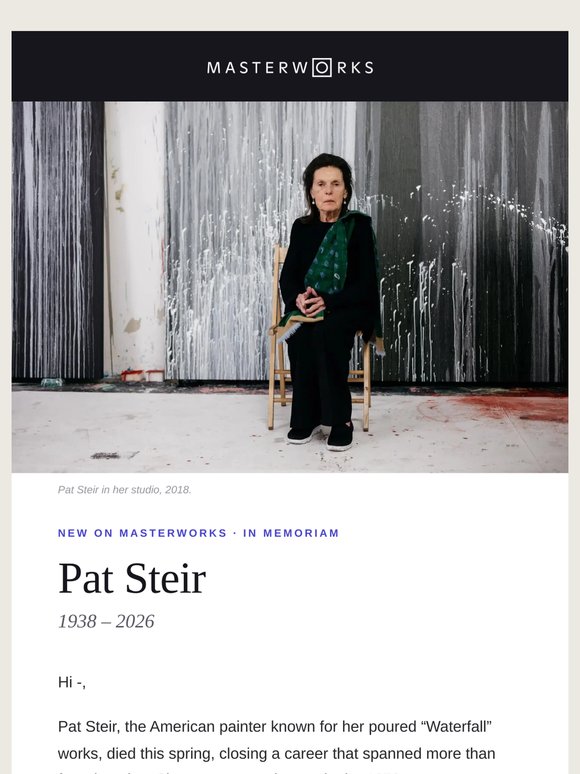 Our first Pat Steir offering since her passing - update