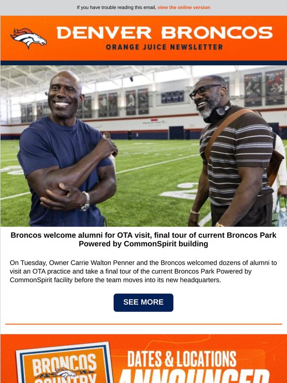 Newsletter: Alumni visit OTAs, road game fan rallies announced and more