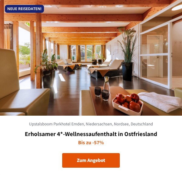 Erholsamer 4*-Wellnessaufenthalt in Ostfriesland