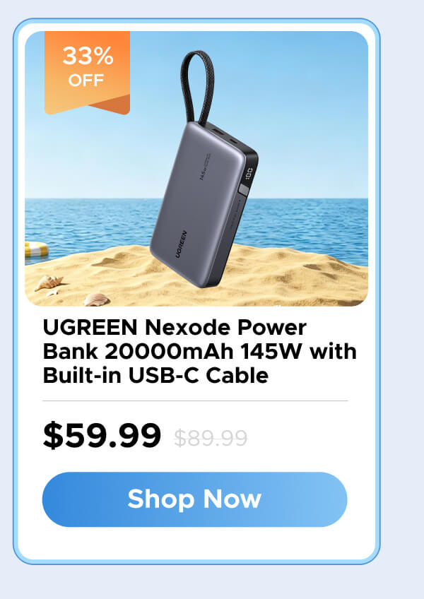 UGREEN Nexode Power Bank 20000mAh 145W with Built-in USB-C Cable