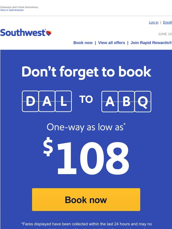 It's official. You've got a low fare to Albuquerque!