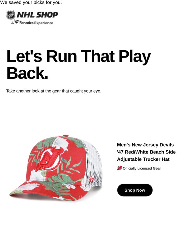 Revisit: Men's New Jersey Devils  '47 Red/White Beach ...