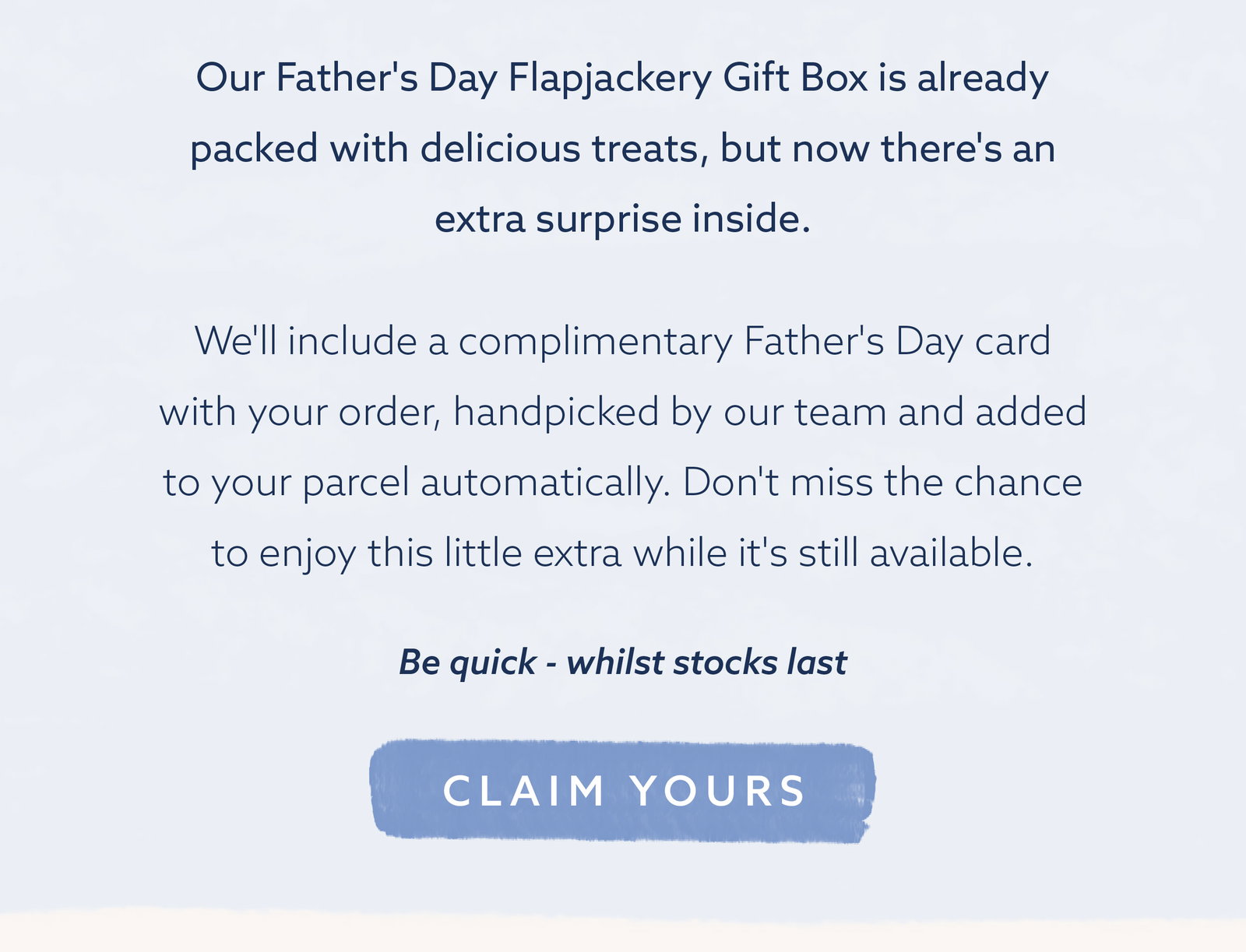 Free Father's Day card included with every Flapjackery Father's Day Gift Box while stocks last