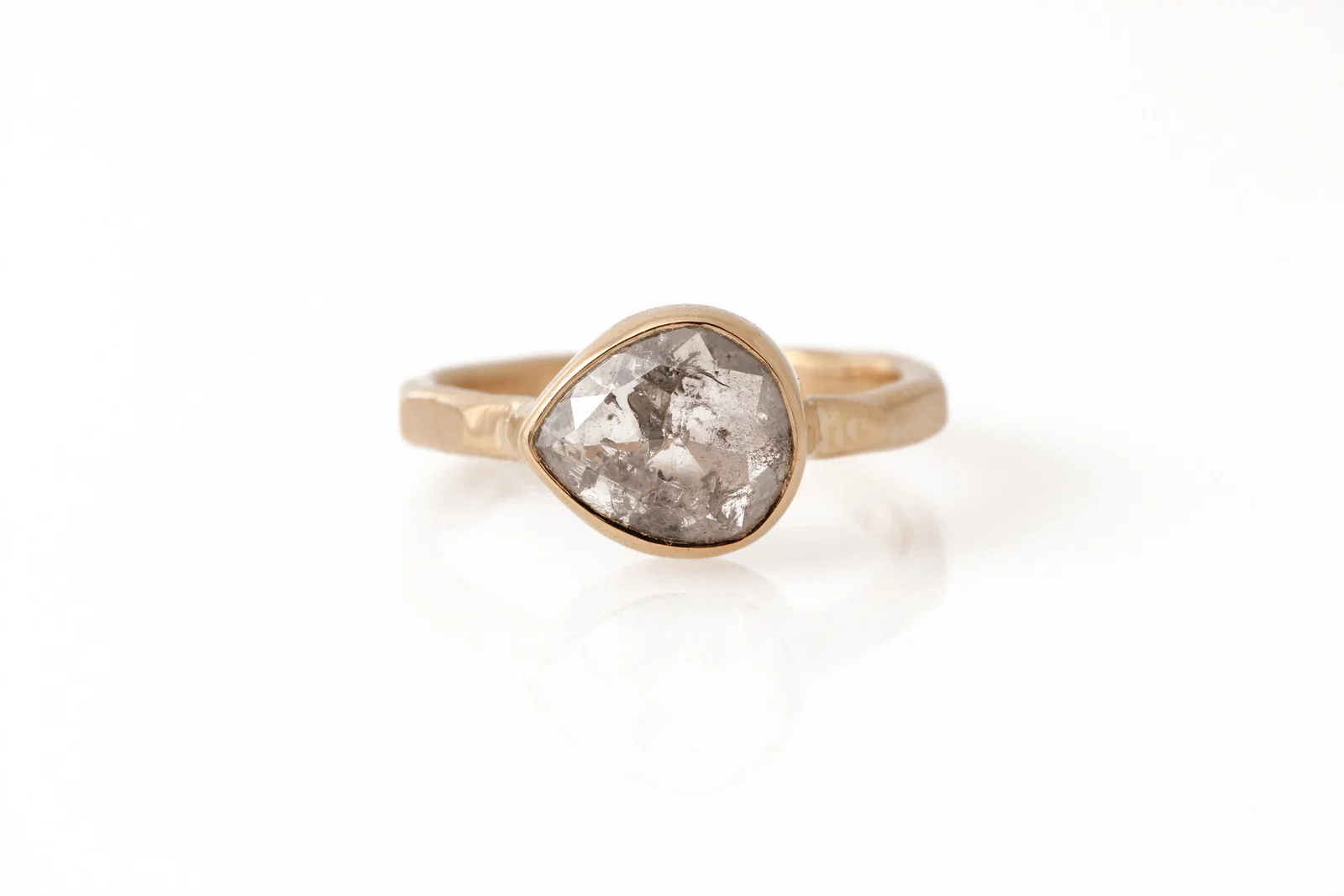 Image of Rustic 18 Karat Gold Pear Diamond Ring