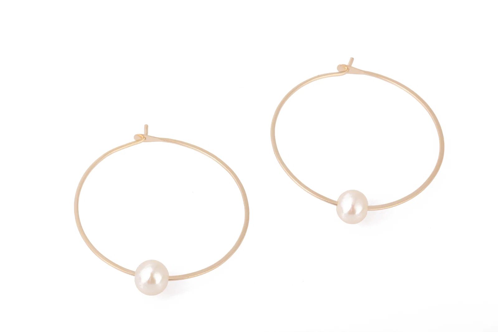 Image of 1.25 Inch Hoops with Single Floating Pearl