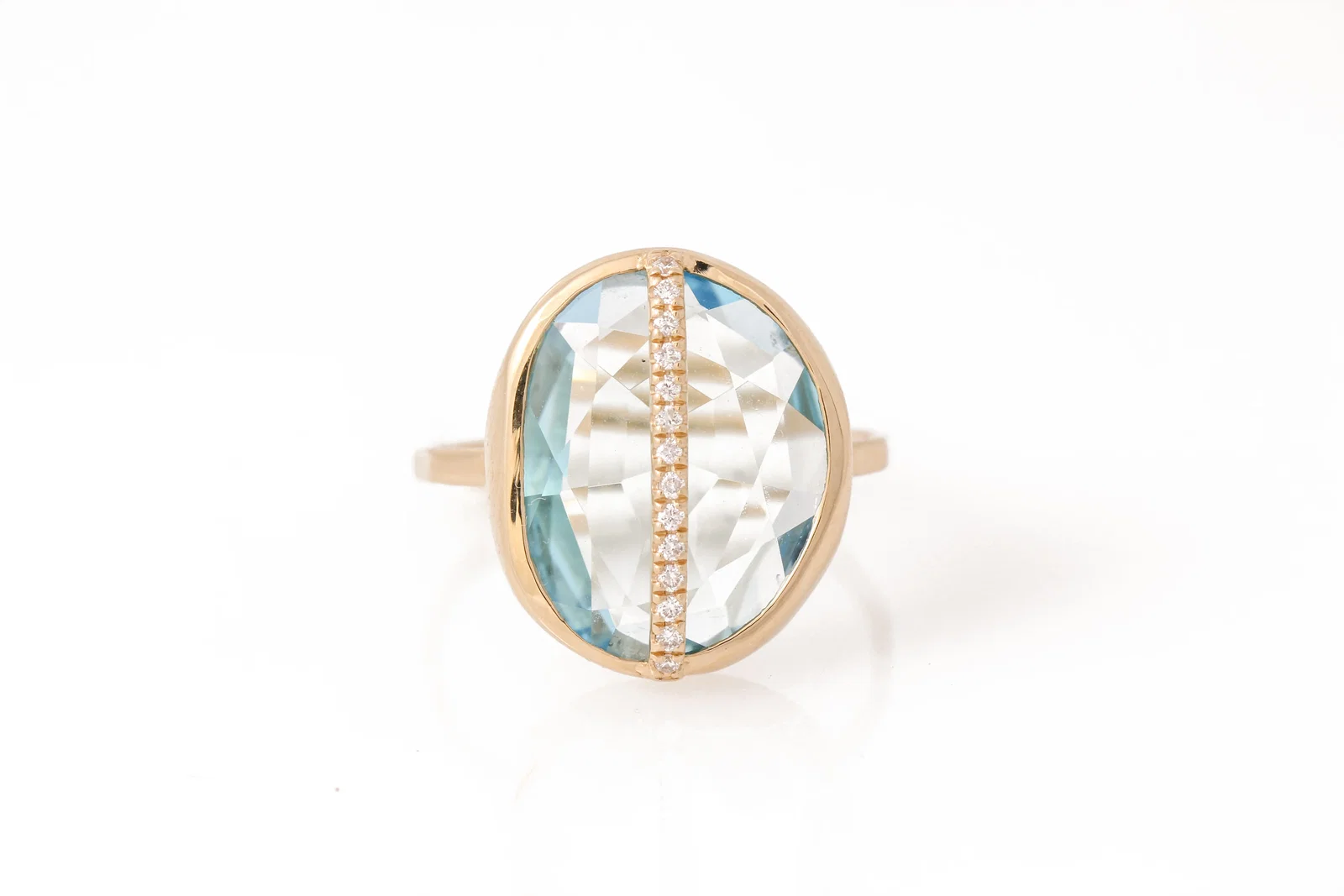 Image of Diamond Wrapped London Blue Topaz Cocktail Ring