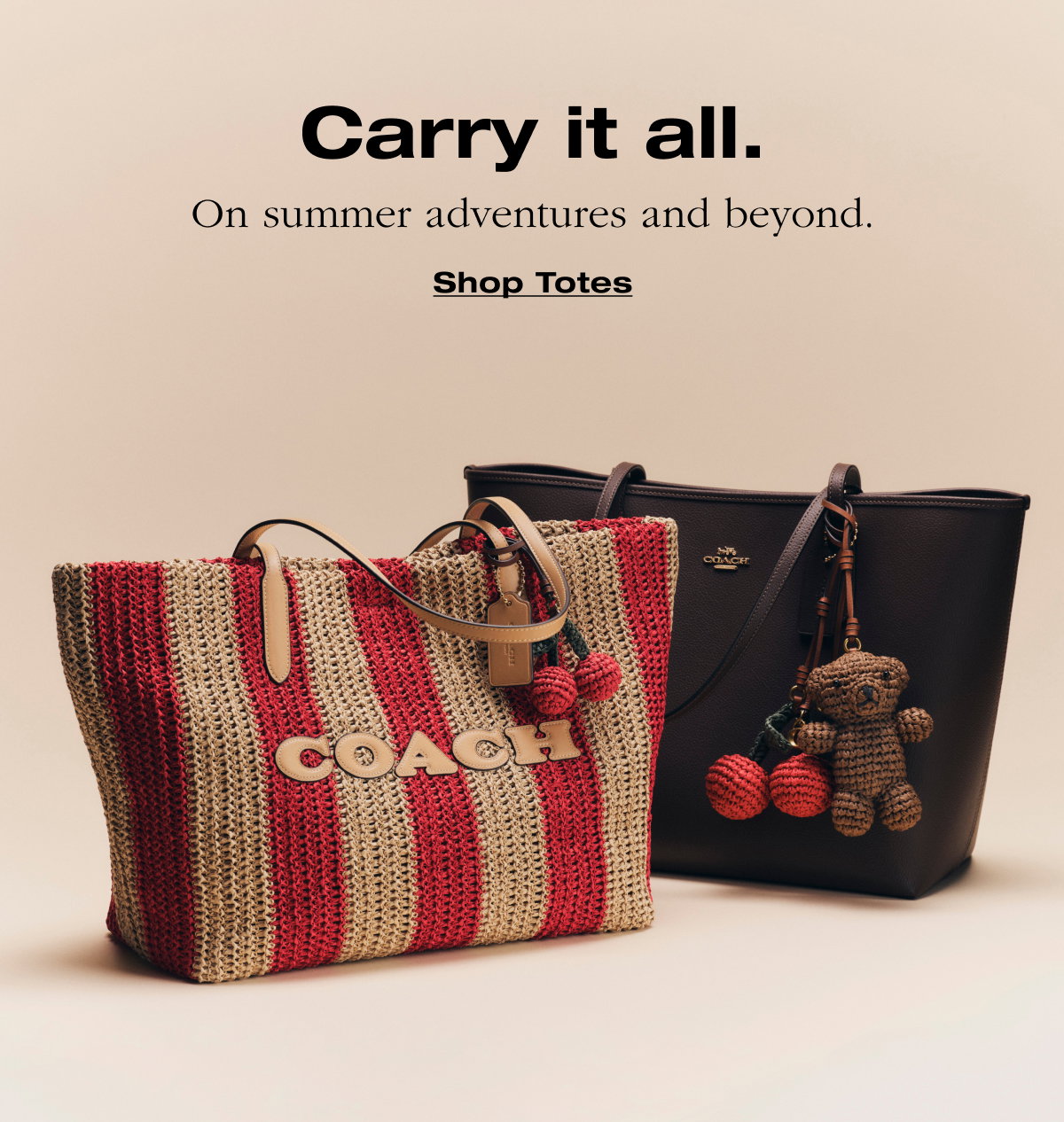 Carry it all. On summer adventures and beyond. Shop Totes