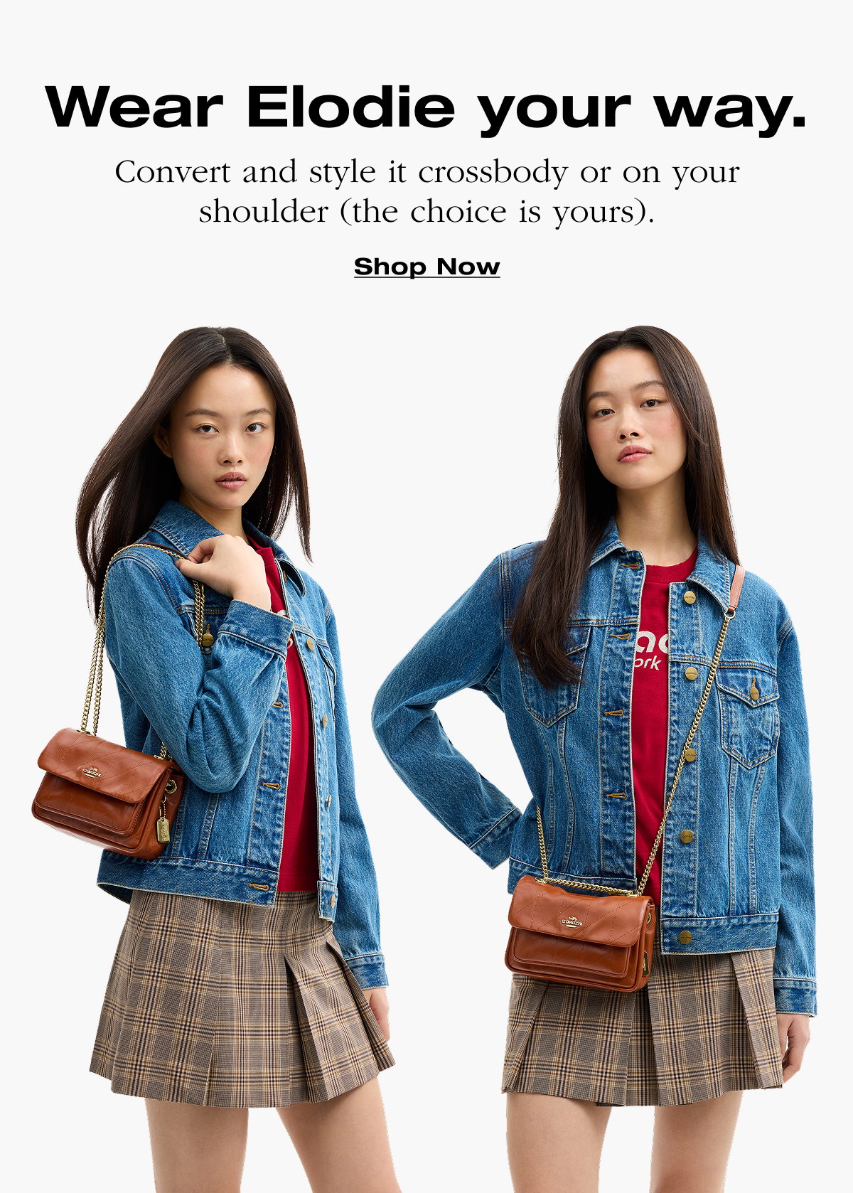 Wear Elodie your way. Convert and style it crossbody or on your shoulder (the choice is yours). Shop Now