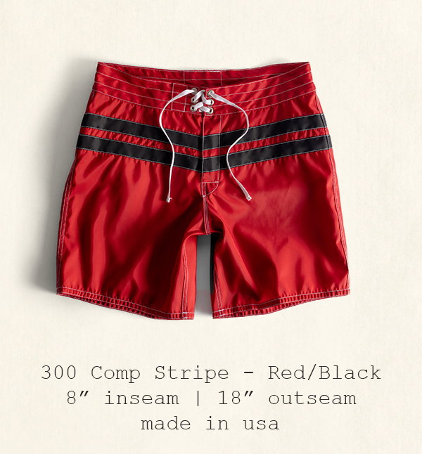 300 Comp Stripe - Red/Black | 8" inseam | 18" outseam | made in usa