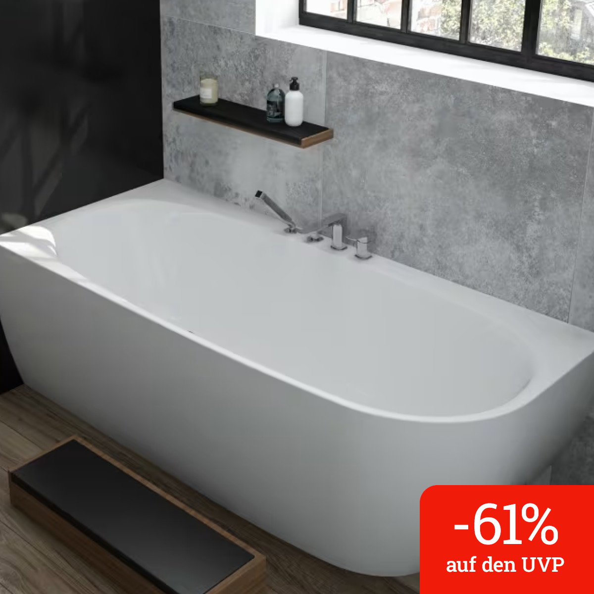 Hoesch iSENSI MONOLITH Eckbadewanne 170 x 75 cm, linke Ausführung