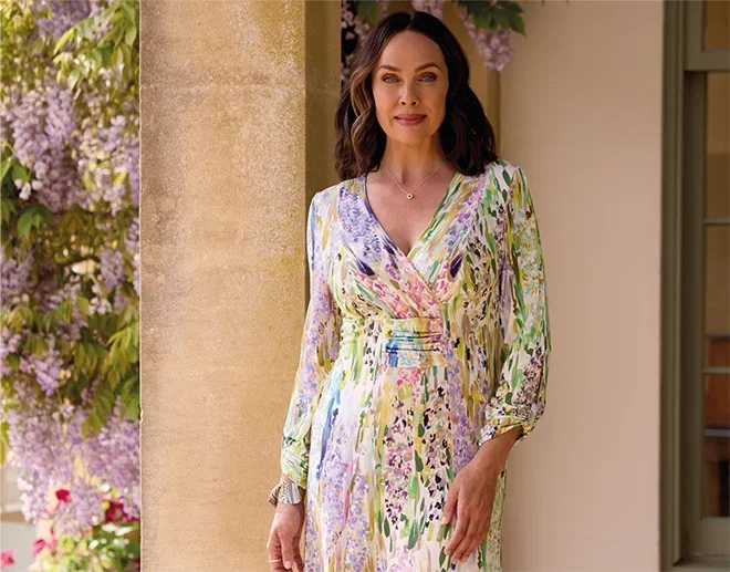 Soft Floral Ruched-front Dress