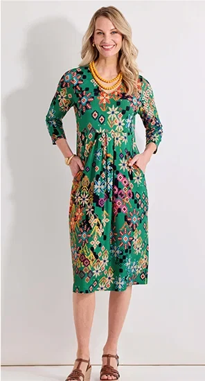 Vibrant V-neck Jersey Dress