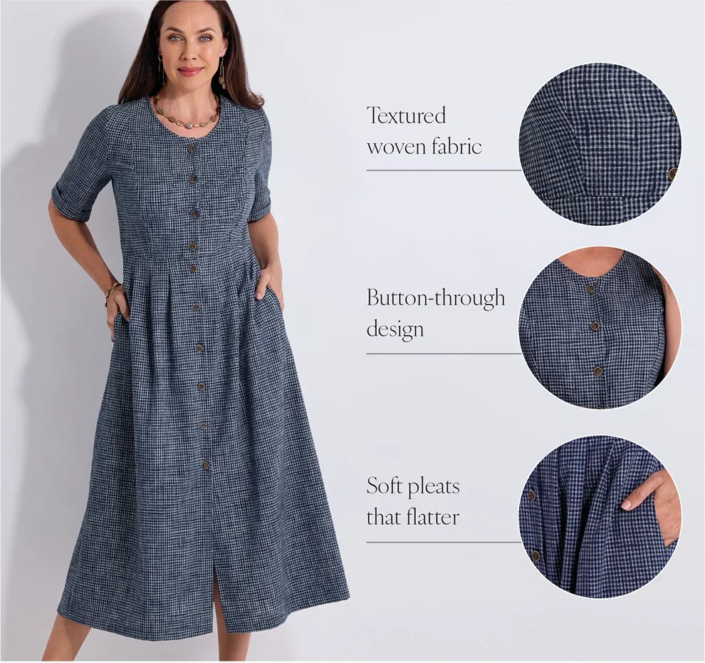 Cotton-blend Gingham Dress