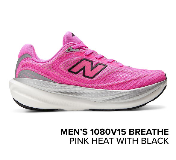 men’s 1080v15 Breathe PINK HEAT with BLACK