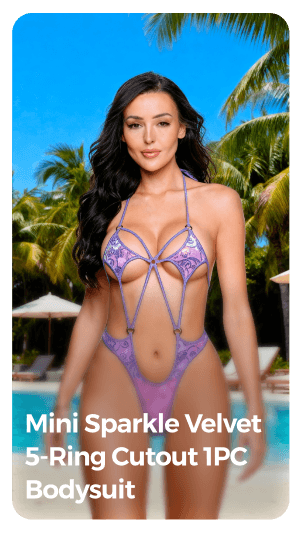 Mini Sparkle Velvet 5-Ring Cutout 1PC Bodysuit