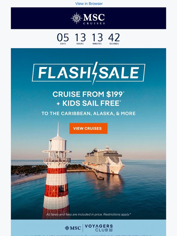 Flash Sale Starts Now! Cruise From $199 + Kids Sail Free