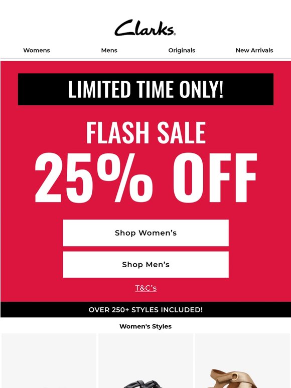FLASH SALE STARTS NOW! 25% OFF SELECT STYLES