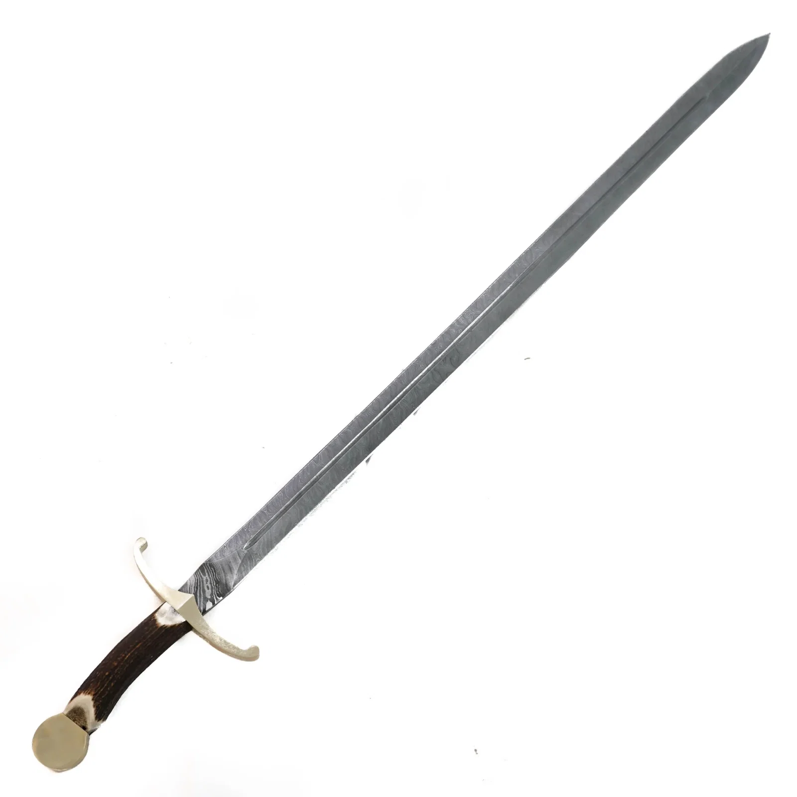 Image of Claymore Sword- High Carbon Damascus Steel Sword- 44"- Stag Horn Handle
