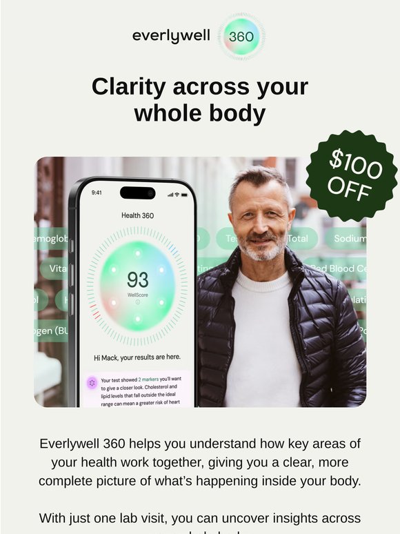 ⏳ $100 OFF full-body health insights