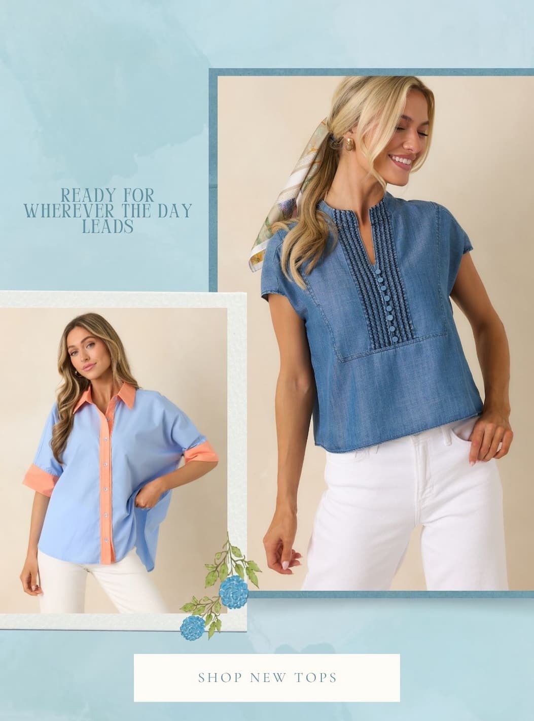 Ready for wherever the day leads. Shop new tops.